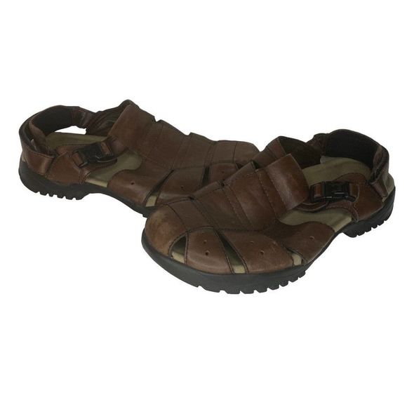 Teva Fisherman Sandals Men's 12 US Brown Leather Closed Toe Beach Shoes 6556 - Picture 1 of 9